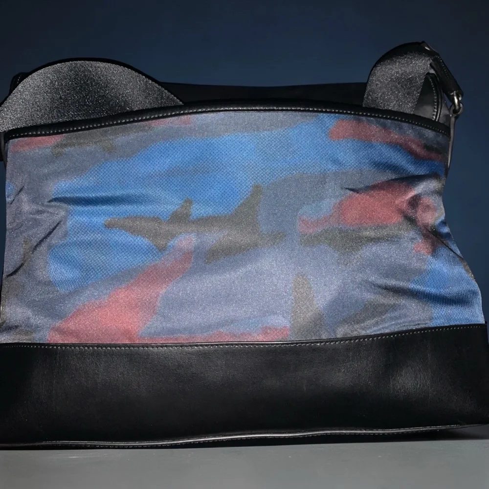 Coach Men's Camouflage Messenger Bag in Black and Blue